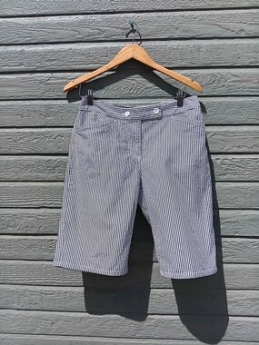 Jones New York Navy and White Pinstripe Bermuda Shorts